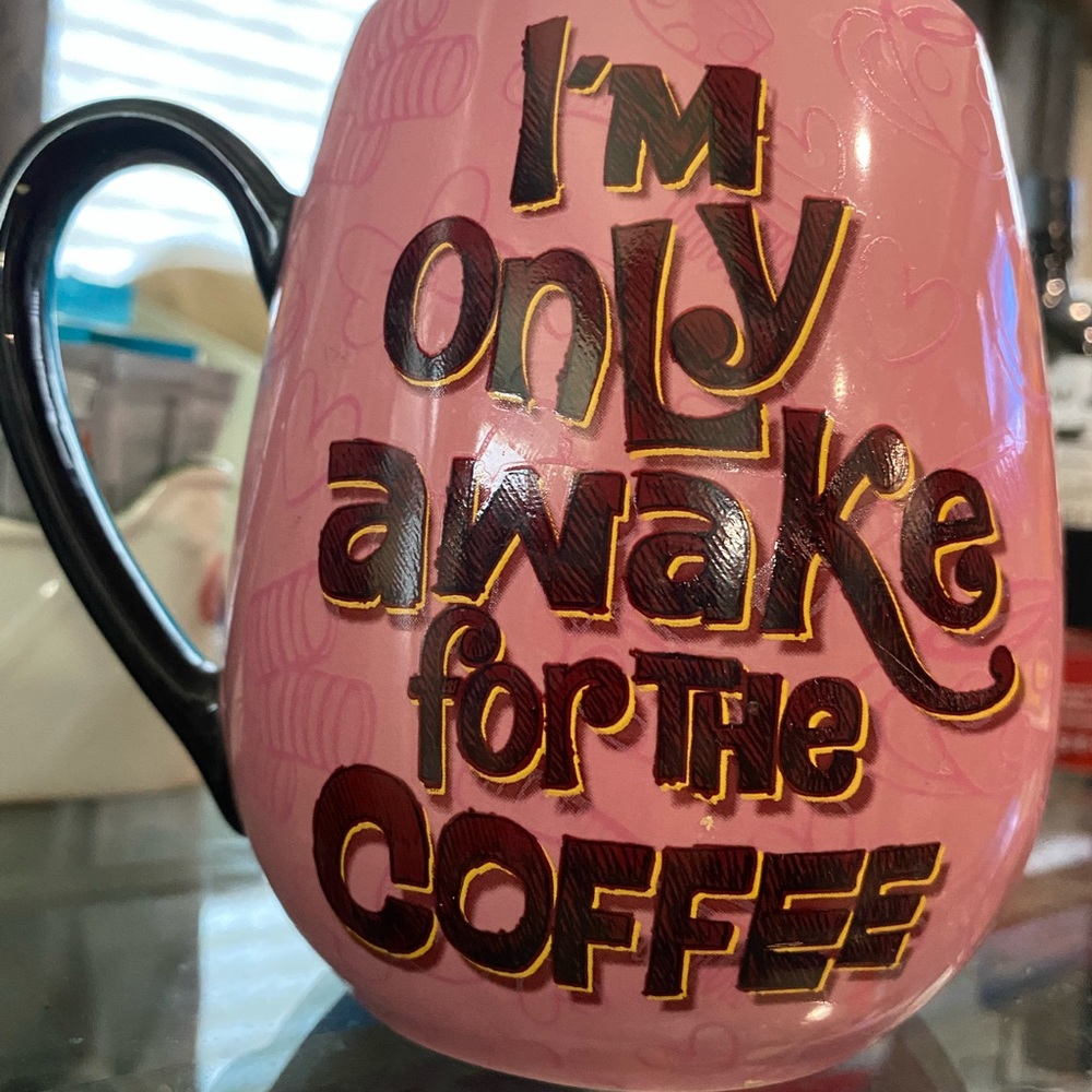 Disney Minnie Mouse Mug NEW never used "I'm only awake for the Coffee" Cup